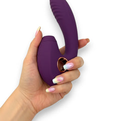 Vibrador Cosmic Alien con 10 funciones de vibración y 10 de succión, diseño futurista Glow & Vibe.