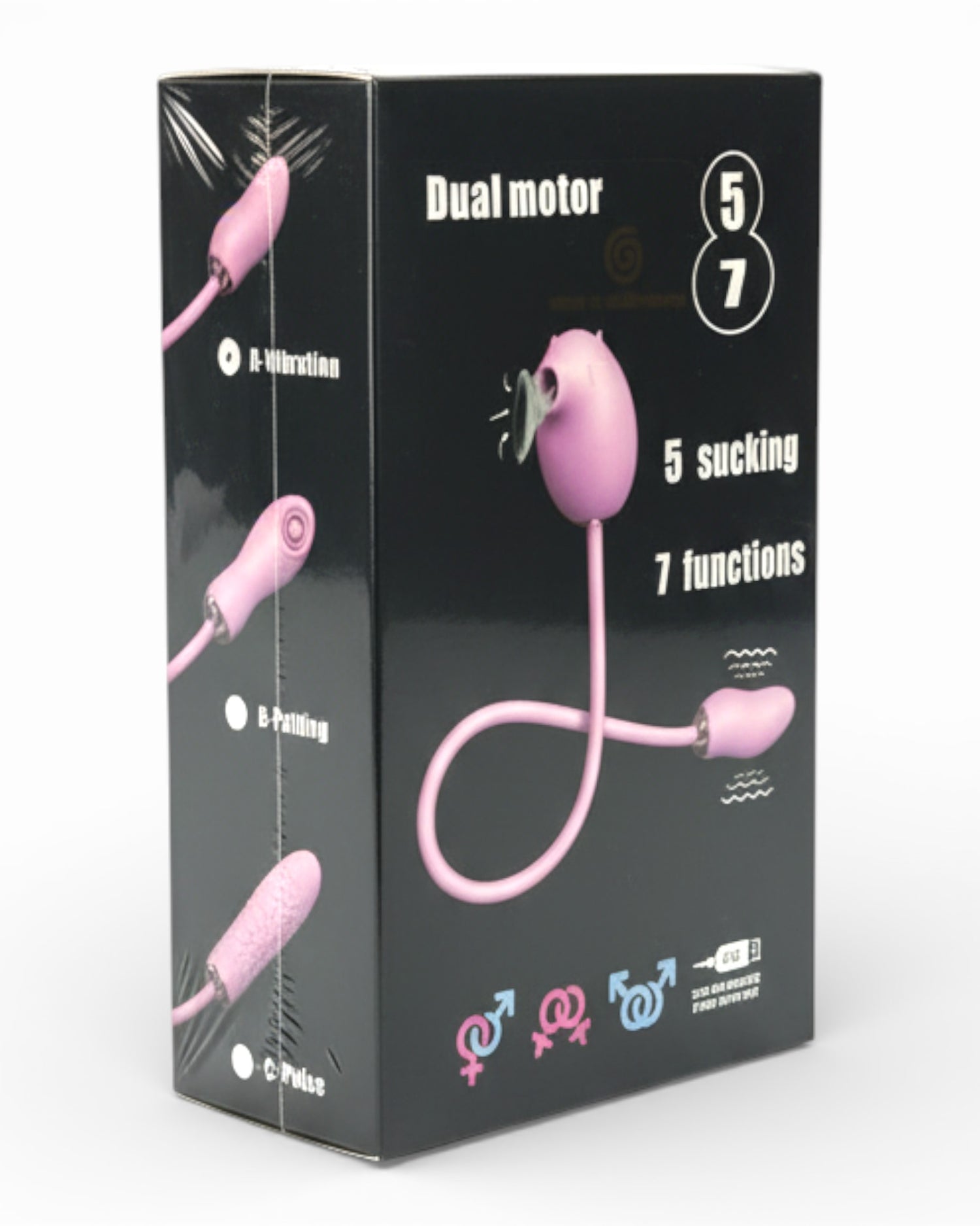 Vibrador Dual Desire con succión y vibración doble, diseño versátil Glow & Vibe.