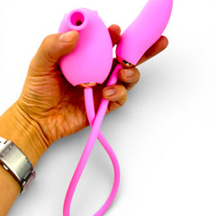 Vibrador Dual Desire con succión y vibración doble, diseño versátil Glow & Vibe.