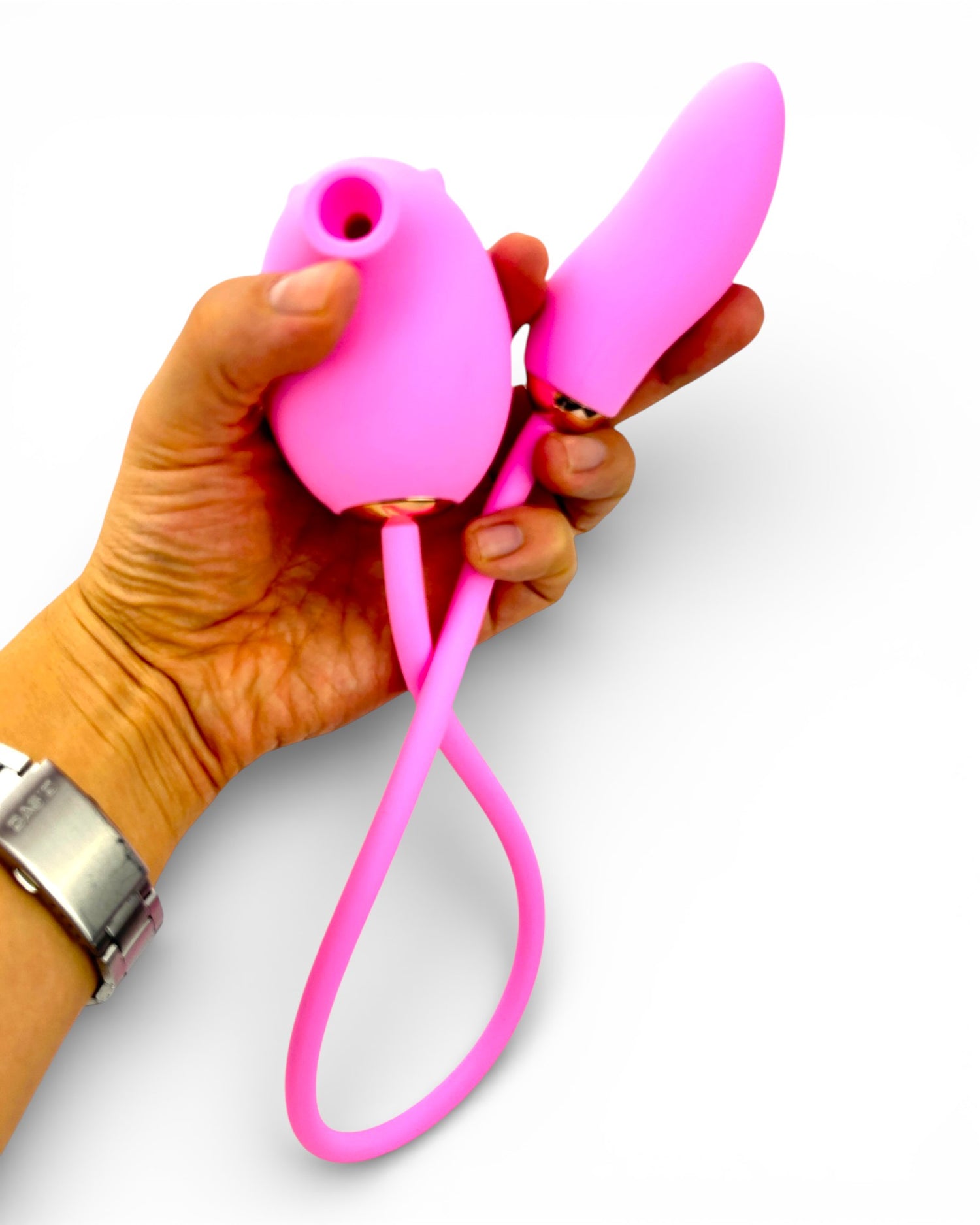 Vibrador Dual Desire con succión y vibración doble, diseño versátil Glow & Vibe.