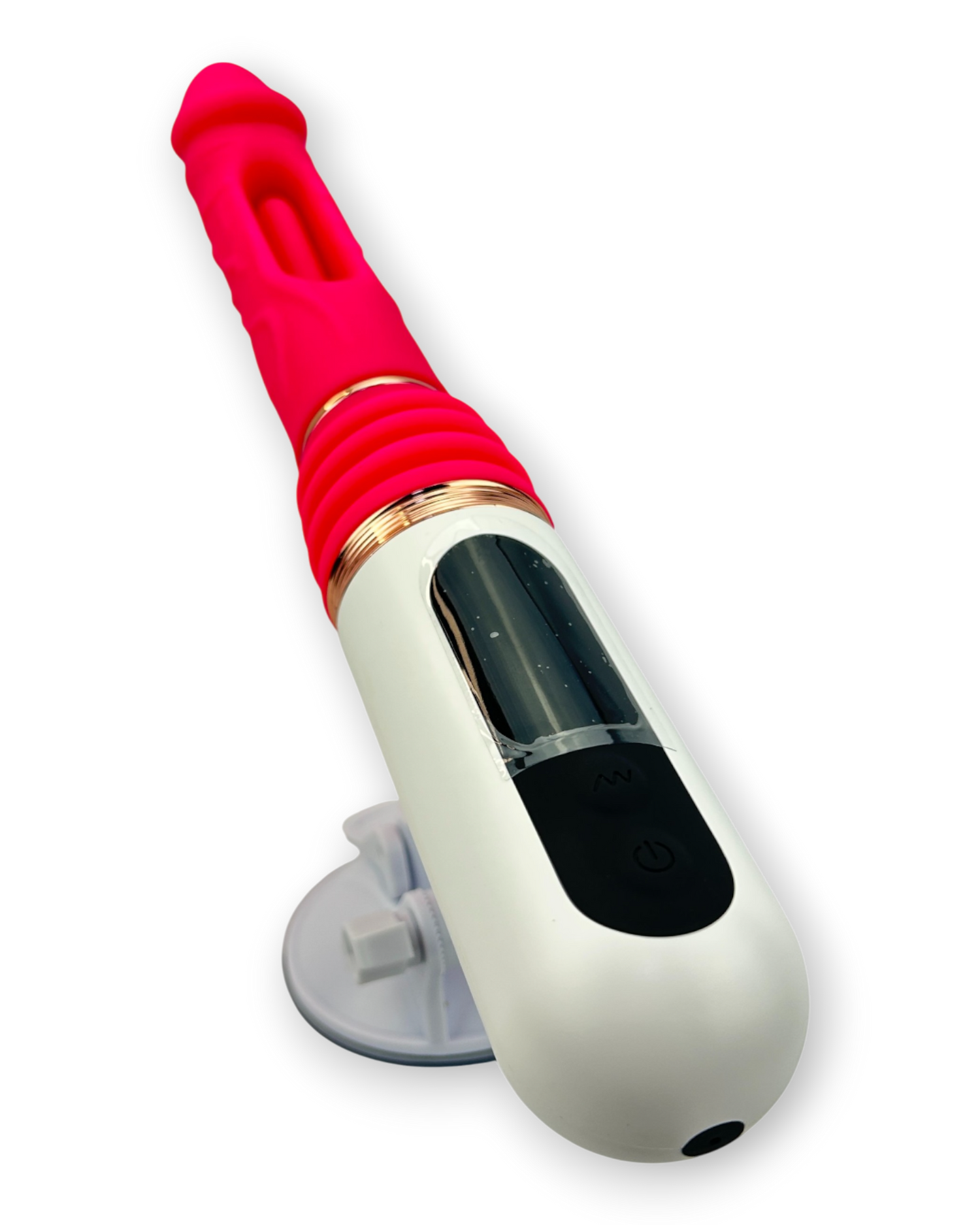 Máquina de placer Pink Machine con movimiento telescópico y rotación envolvente Glow & Vibe.