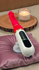 Máquina de placer Pink Machine con movimiento telescópico y rotación envolvente Glow & Vibe.