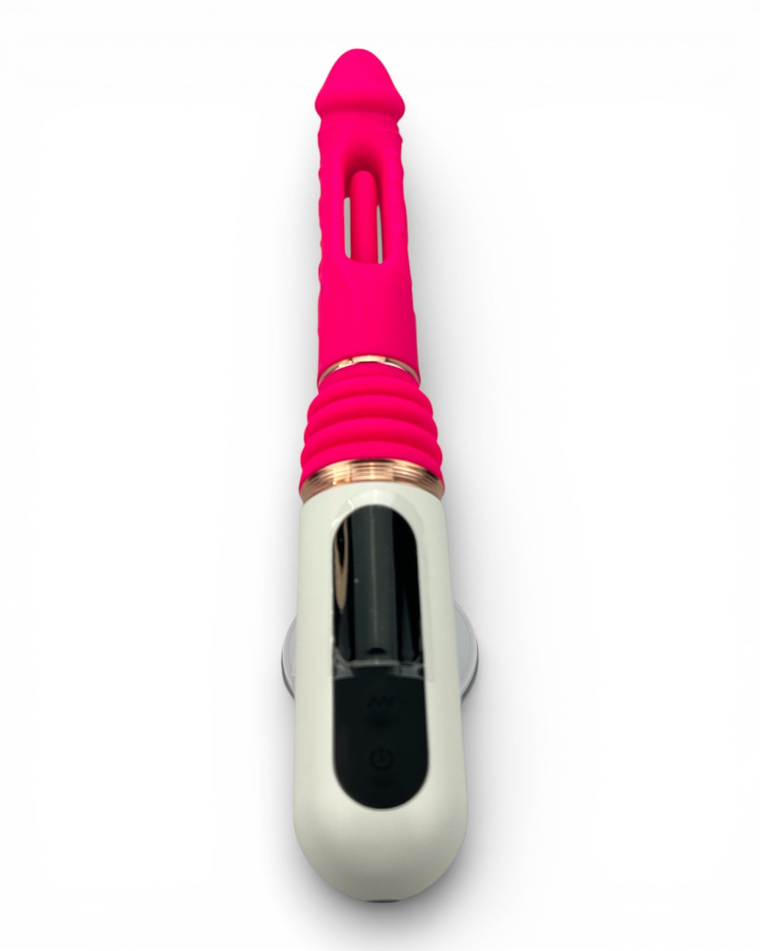 Máquina de placer Pink Machine con movimiento telescópico y rotación envolvente Glow & Vibe.