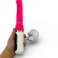 Máquina de placer Pink Machine con movimiento telescópico y rotación envolvente Glow & Vibe.