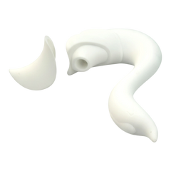 Vibrador Magic Swan con succionador clitorial, diseño elegante inspirado en cisne, Glow & Vibe.
