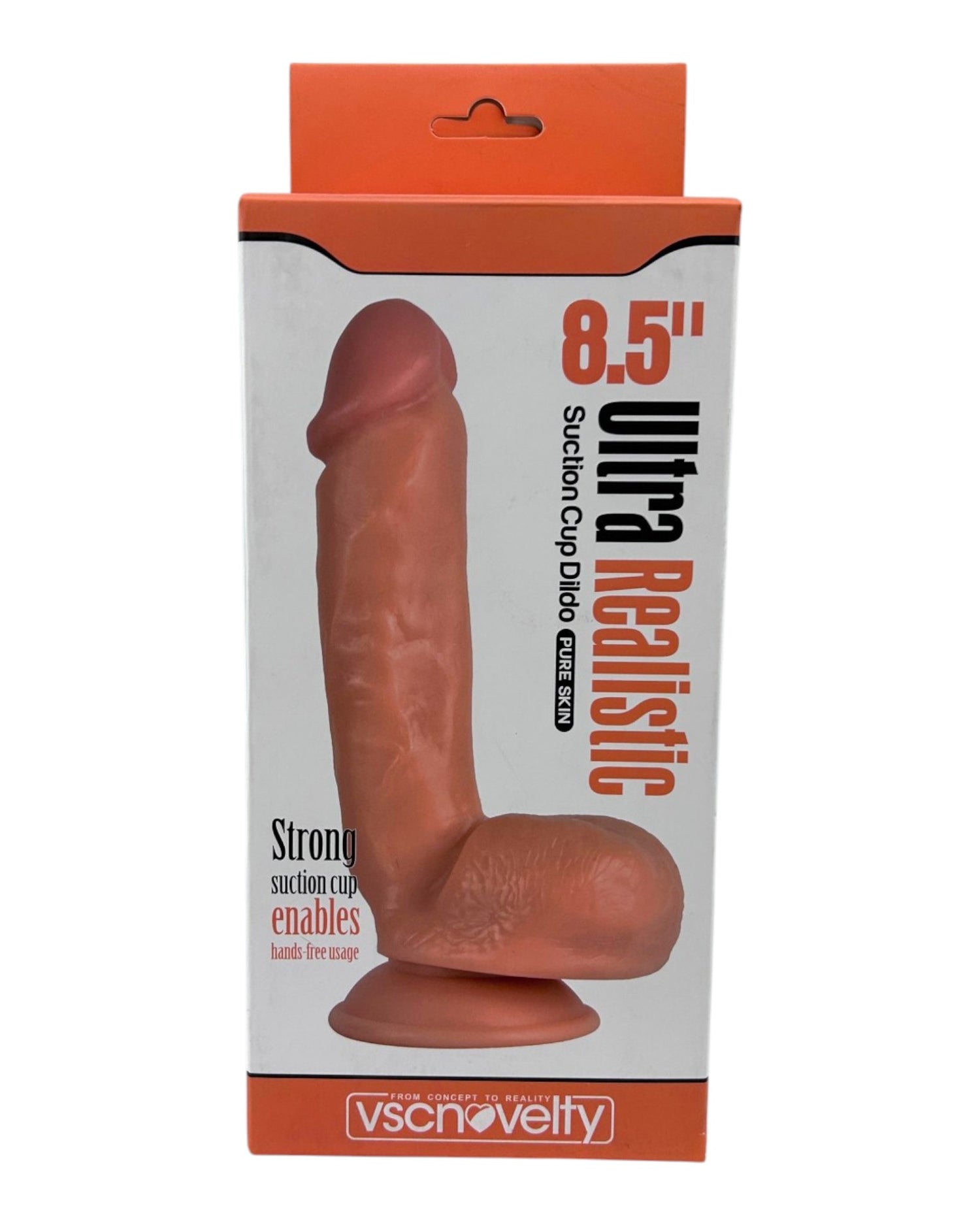 Dildo ultra realista Real King Magic Flesh con ventosa y testículos, textura suave y detallada, marca Glow & Vibe.