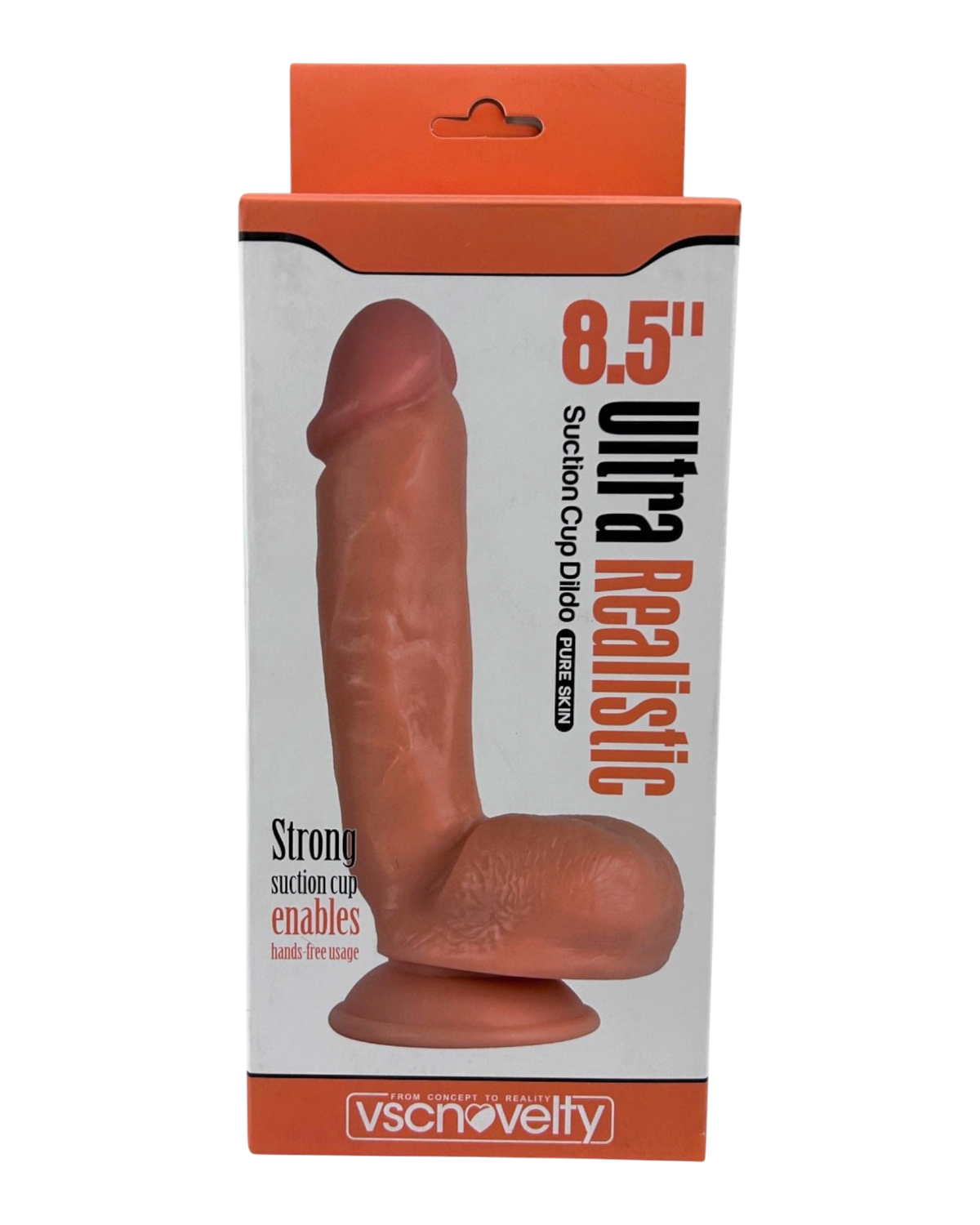 Dildo ultra realista Real King Magic Flesh con ventosa y testículos, textura suave y detallada, marca Glow & Vibe.