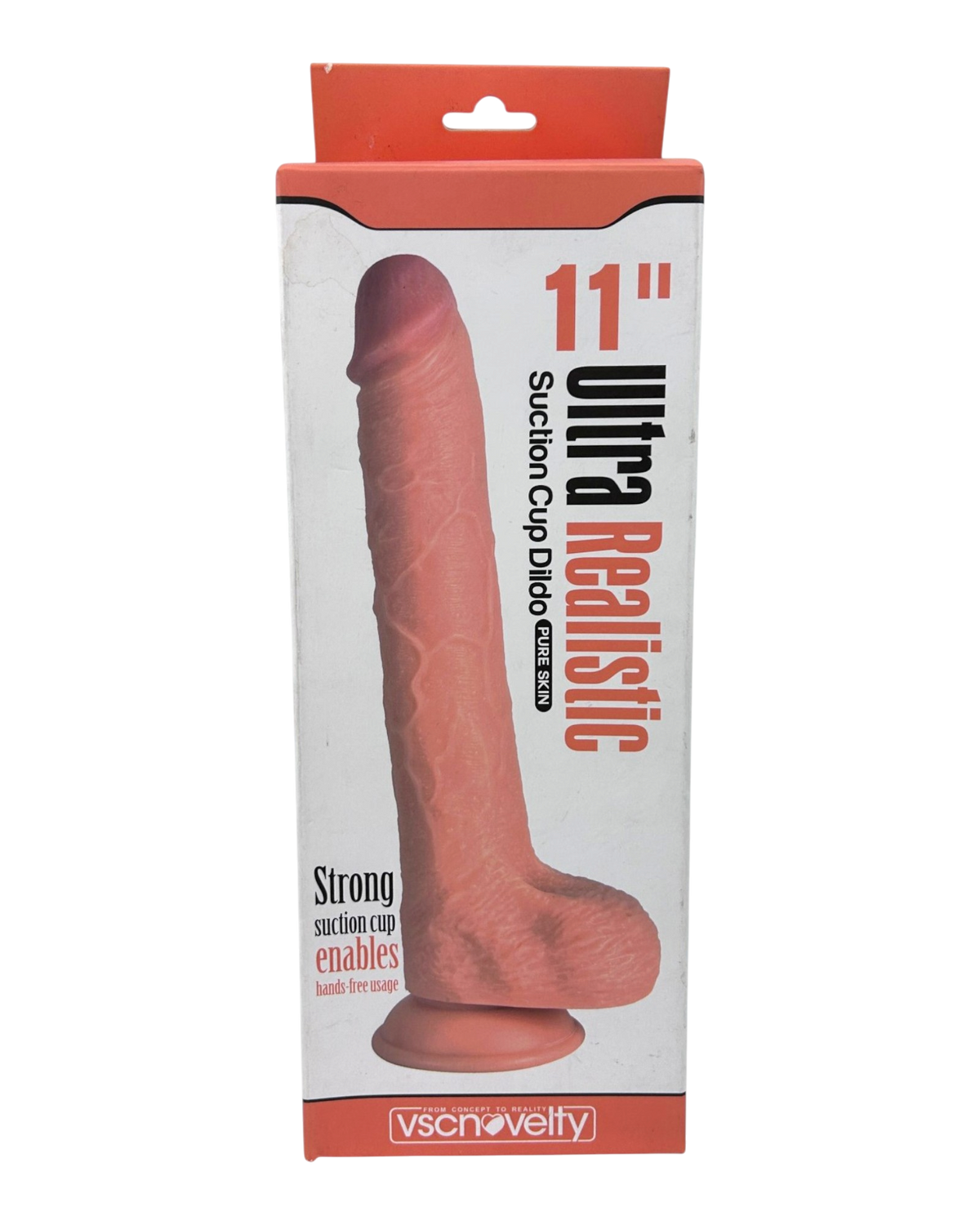Dildo ultra realista Real King Magic Flesh con ventosa y testículos, textura suave y detallada, marca Glow & Vibe.