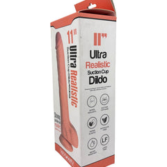 Dildo ultra realista Real King Magic Flesh con ventosa y testículos, textura suave y detallada, marca Glow & Vibe.