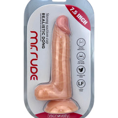 Dildo realista Mr. Rude Magic Flesh con ventosa y testículos, acabado ultra real y flexible, marca Glow & Vibe.