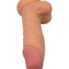 Dildo realista Mr. Rude Magic Flesh con ventosa y testículos, acabado ultra real y flexible, marca Glow & Vibe.