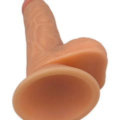 Dildo realista Mr. Rude Magic Flesh con ventosa y testículos, acabado ultra real y flexible, marca Glow & Vibe.
