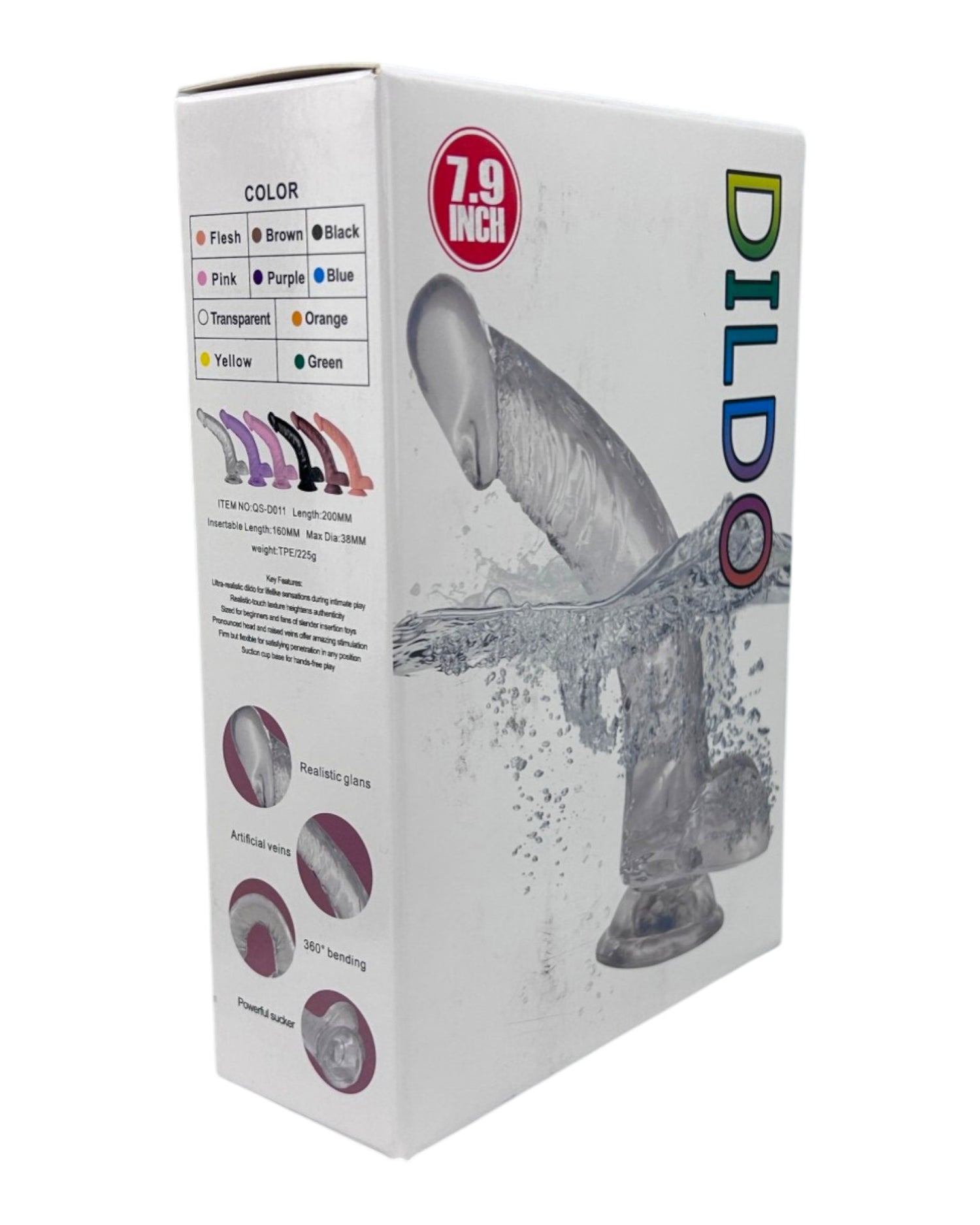Dildo fluorescente Glow Rider con ventosa y forma curva, brilla en la oscuridad, marca Glow & Vibe.