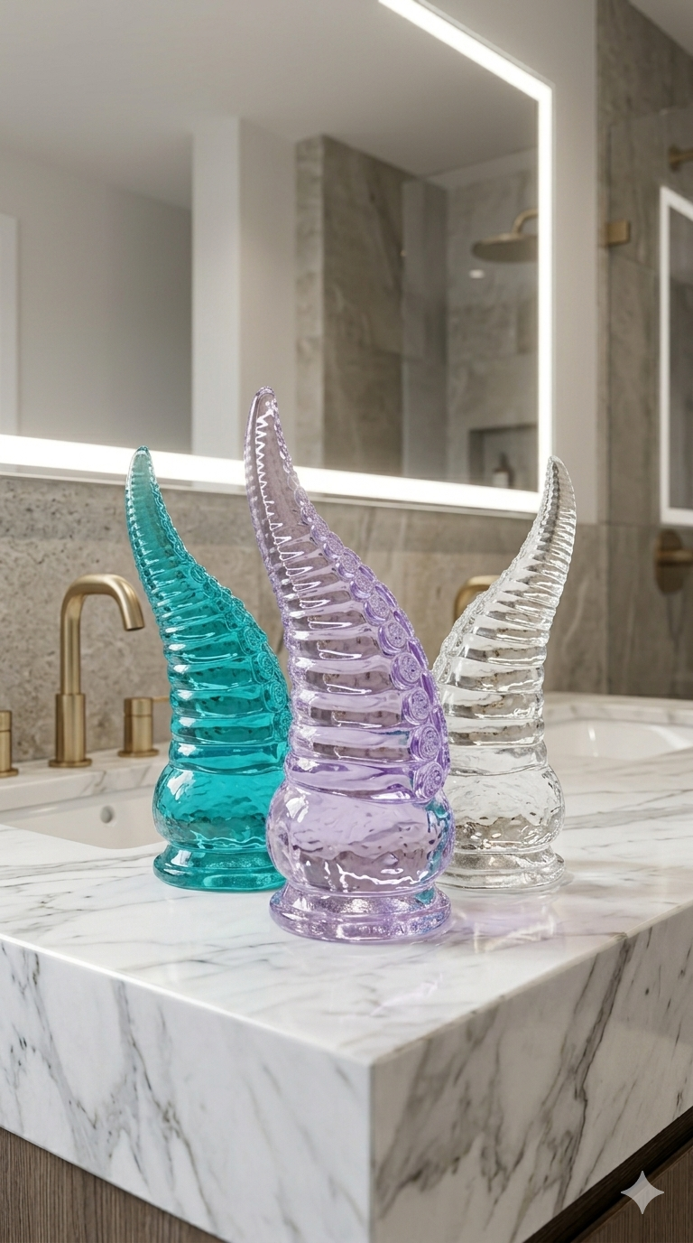 Dildo tentáculo realista Deep Tentacle con ventosa, textura marina flexible, marca Glow & Vibe.