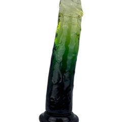 Dildo bicolor de gel Aurora Glow con ventosa, diseño elegante y vibrante inspirado en auroras, marca Glow & Vibe.
