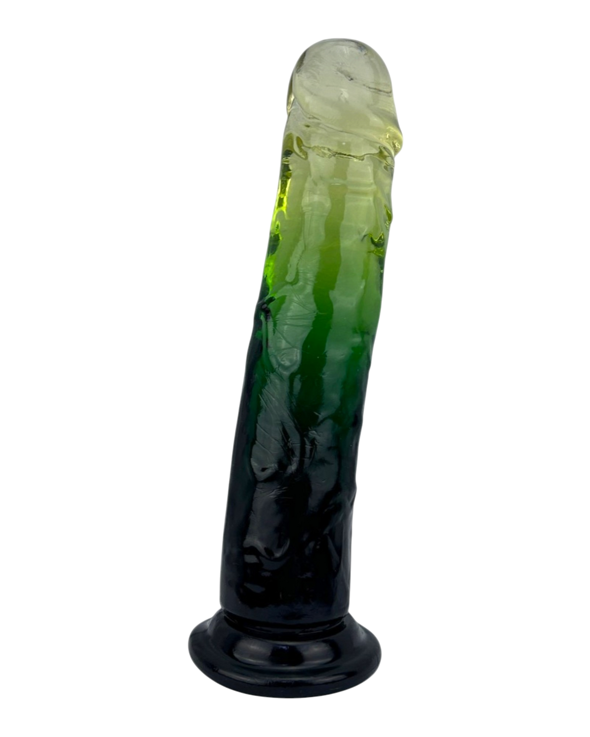 Dildo bicolor de gel Aurora Glow con ventosa, diseño elegante y vibrante inspirado en auroras, marca Glow & Vibe.