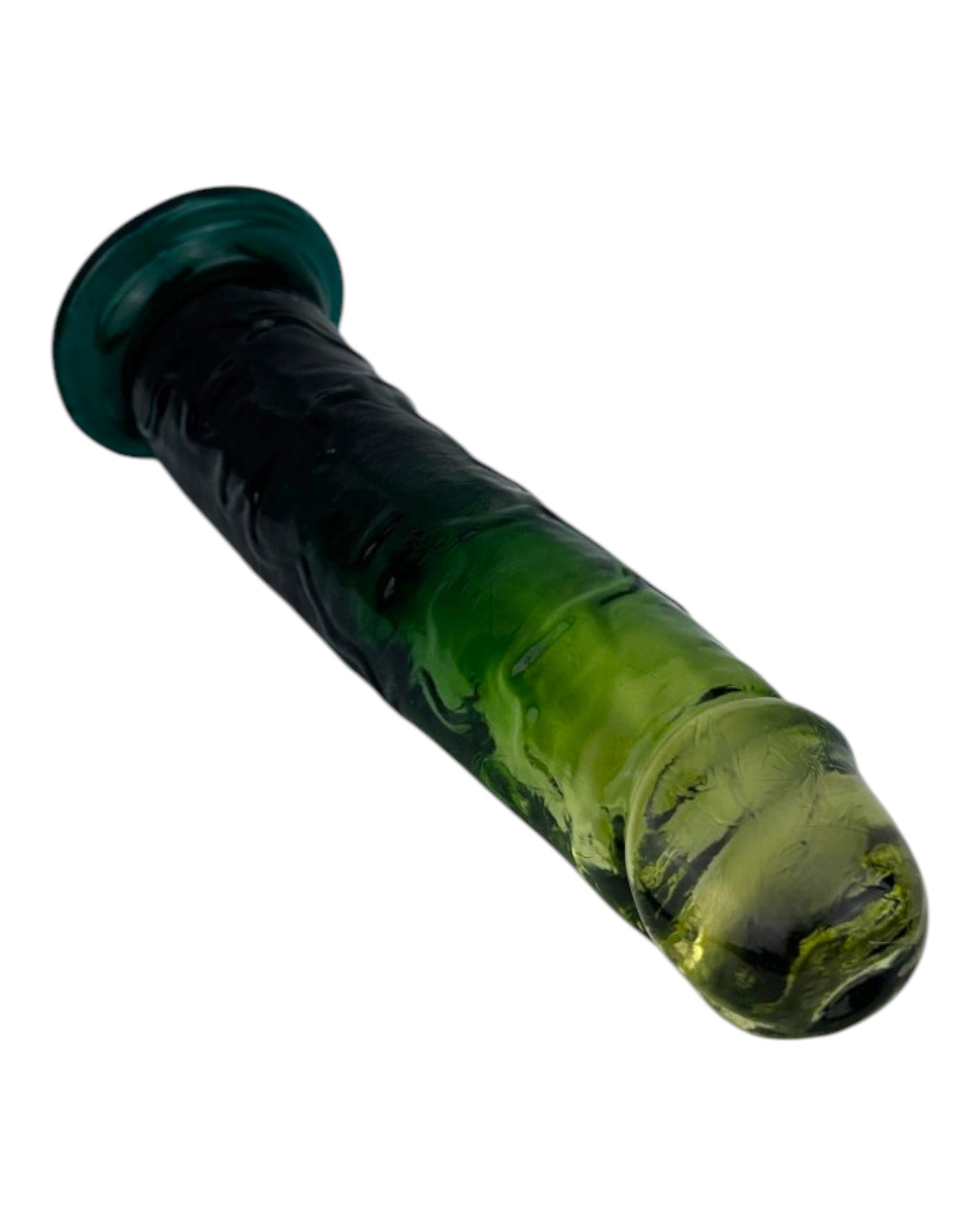 Dildo bicolor de gel Aurora Glow con ventosa, diseño elegante y vibrante inspirado en auroras, marca Glow & Vibe.