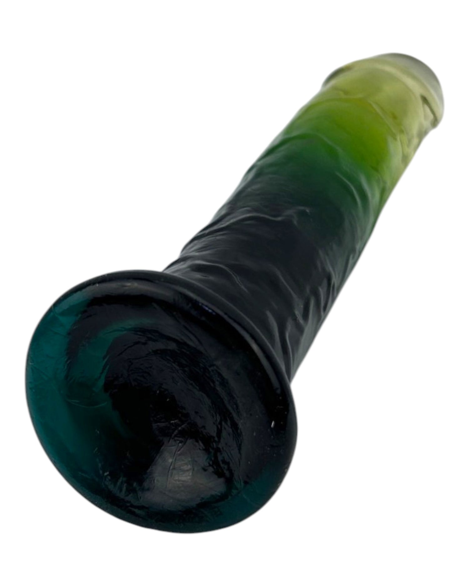 Dildo bicolor de gel Aurora Glow con ventosa, diseño elegante y vibrante inspirado en auroras, marca Glow & Vibe.