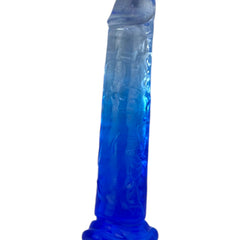 Dildo bicolor de gel Aurora Glow con ventosa, diseño elegante y vibrante inspirado en auroras, marca Glow & Vibe.
