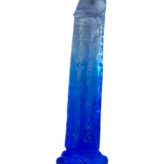Dildo bicolor de gel Aurora Glow con ventosa, diseño elegante y vibrante inspirado en auroras, marca Glow & Vibe.