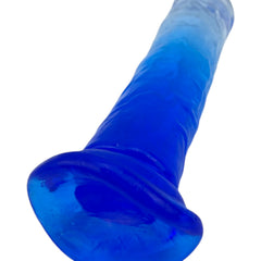 Dildo bicolor de gel Aurora Glow con ventosa, diseño elegante y vibrante inspirado en auroras, marca Glow & Vibe.
