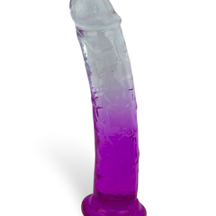 Dildo bicolor de gel Aurora Glow con ventosa, diseño elegante y vibrante inspirado en auroras, marca Glow & Vibe.