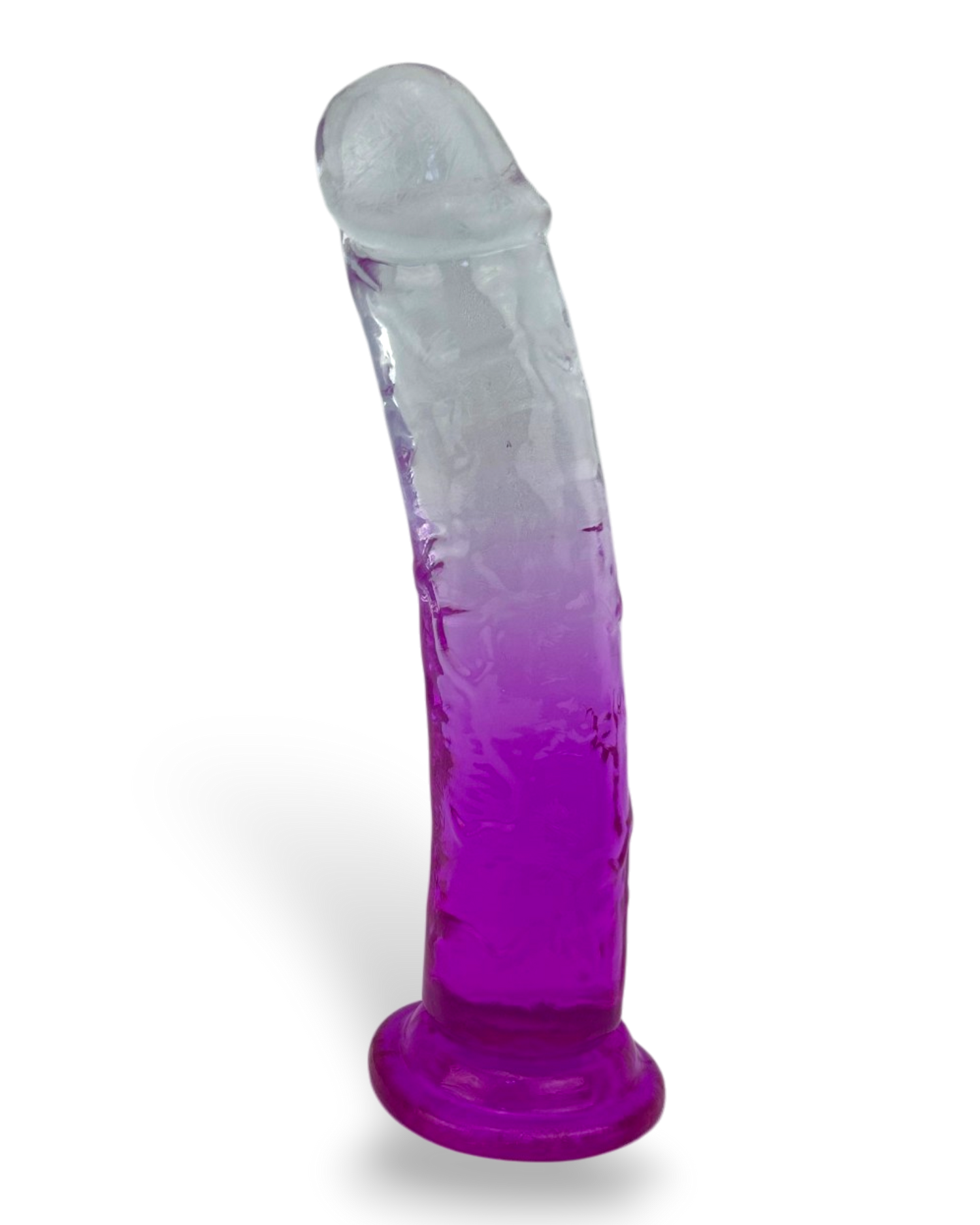 Dildo bicolor de gel Aurora Glow con ventosa, diseño elegante y vibrante inspirado en auroras, marca Glow & Vibe.