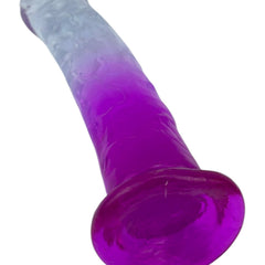 Dildo bicolor de gel Aurora Glow con ventosa, diseño elegante y vibrante inspirado en auroras, marca Glow & Vibe.
