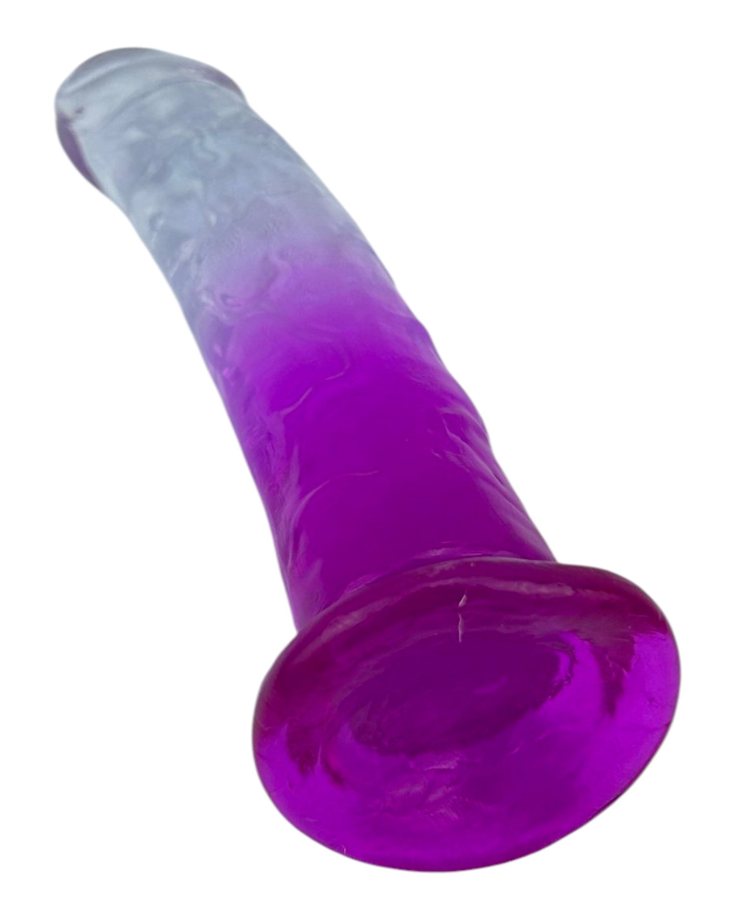 Dildo bicolor de gel Aurora Glow con ventosa, diseño elegante y vibrante inspirado en auroras, marca Glow & Vibe.