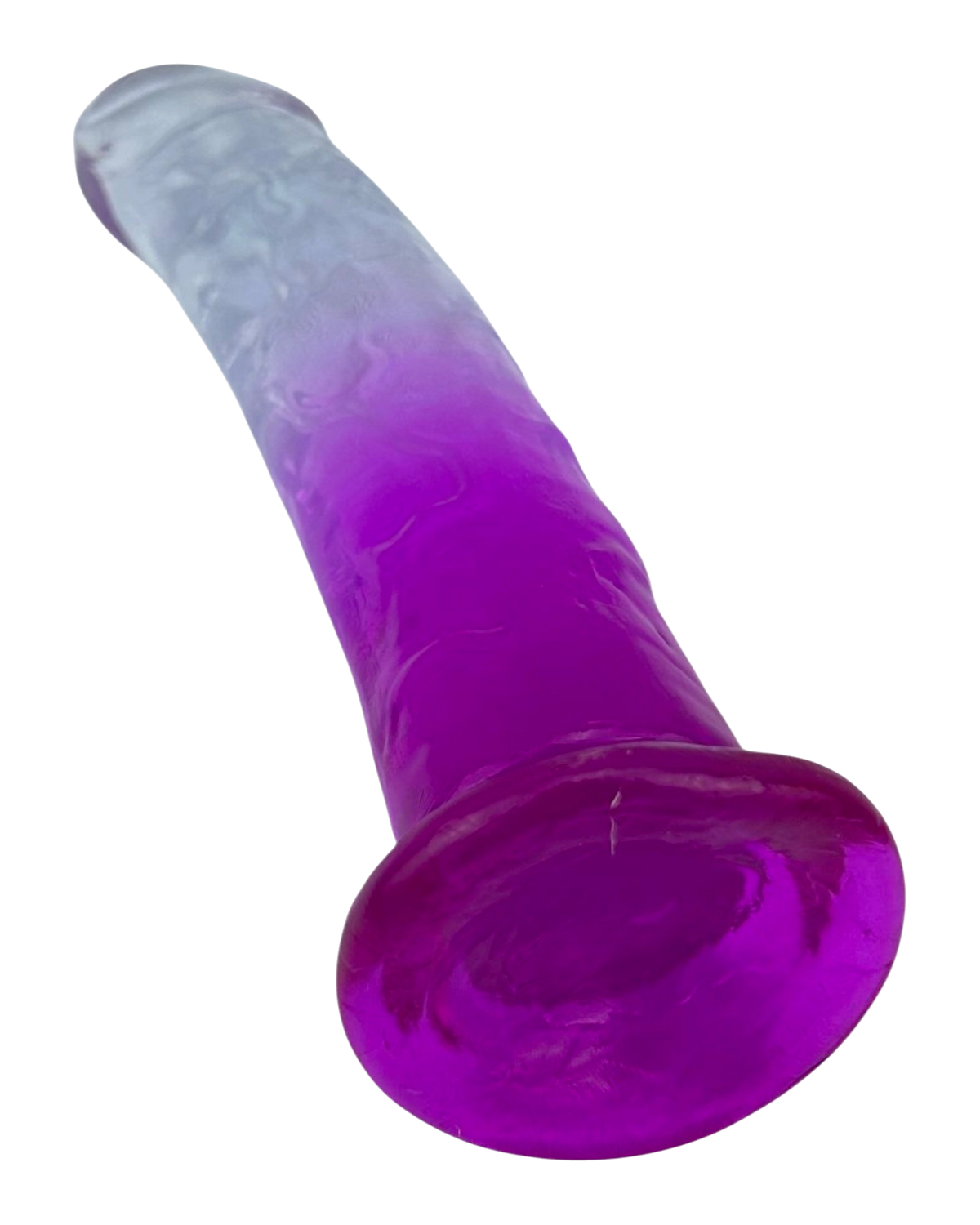 Dildo bicolor de gel Aurora Glow con ventosa, diseño elegante y vibrante inspirado en auroras, marca Glow & Vibe.