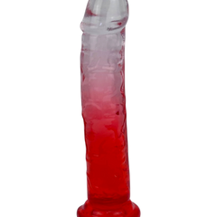Dildo bicolor de gel Aurora Glow con ventosa, diseño elegante y vibrante inspirado en auroras, marca Glow & Vibe.