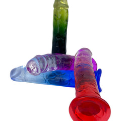 Dildo bicolor de gel Aurora Glow con ventosa, diseño elegante y vibrante inspirado en auroras, marca Glow & Vibe.