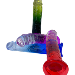 Dildo bicolor de gel Aurora Glow con ventosa, diseño elegante y vibrante inspirado en auroras, marca Glow & Vibe.