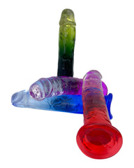 Dildo bicolor de gel Aurora Glow con ventosa, diseño elegante y vibrante inspirado en auroras, marca Glow & Vibe.