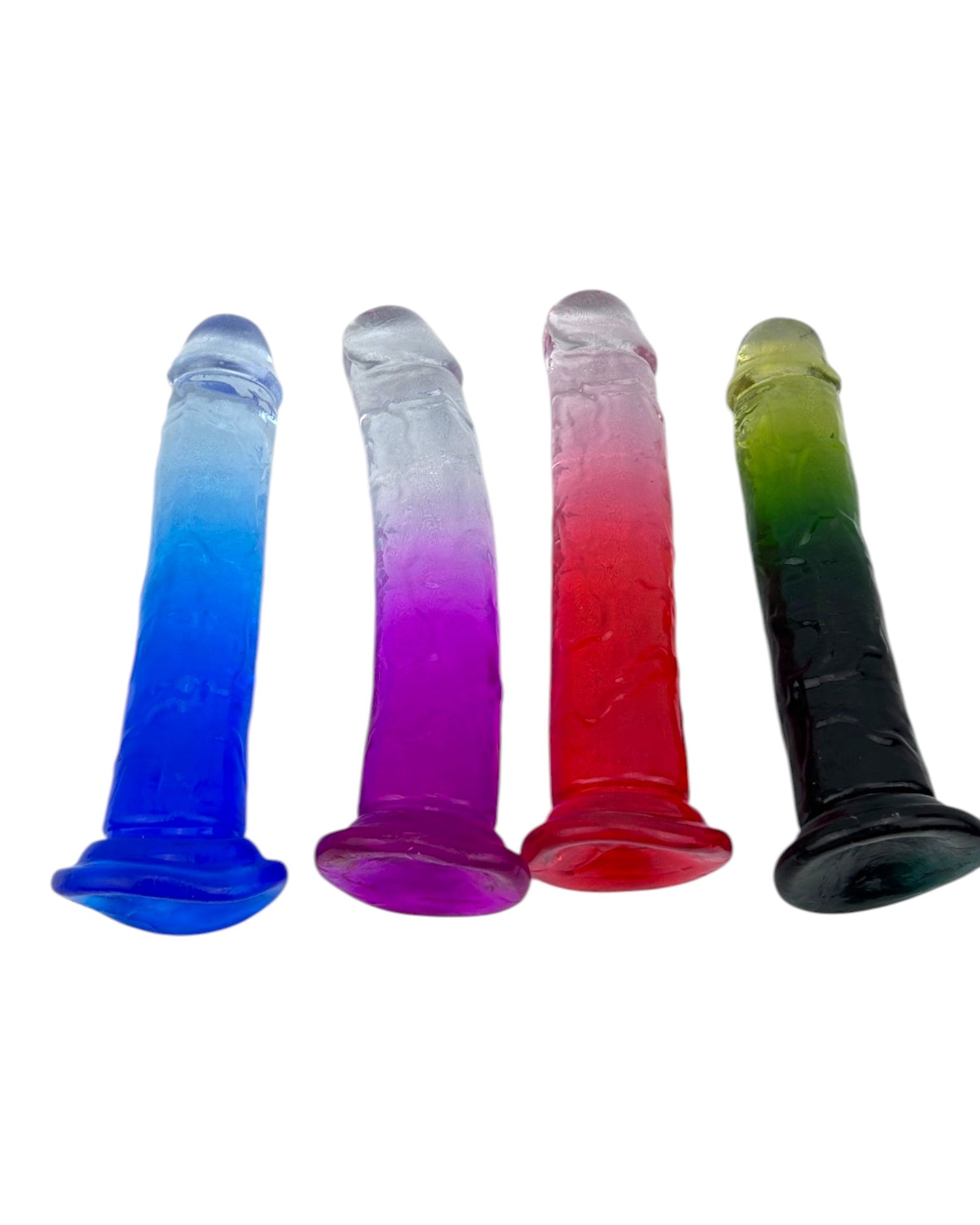 Dildo bicolor de gel Aurora Glow con ventosa, diseño elegante y vibrante inspirado en auroras, marca Glow & Vibe.