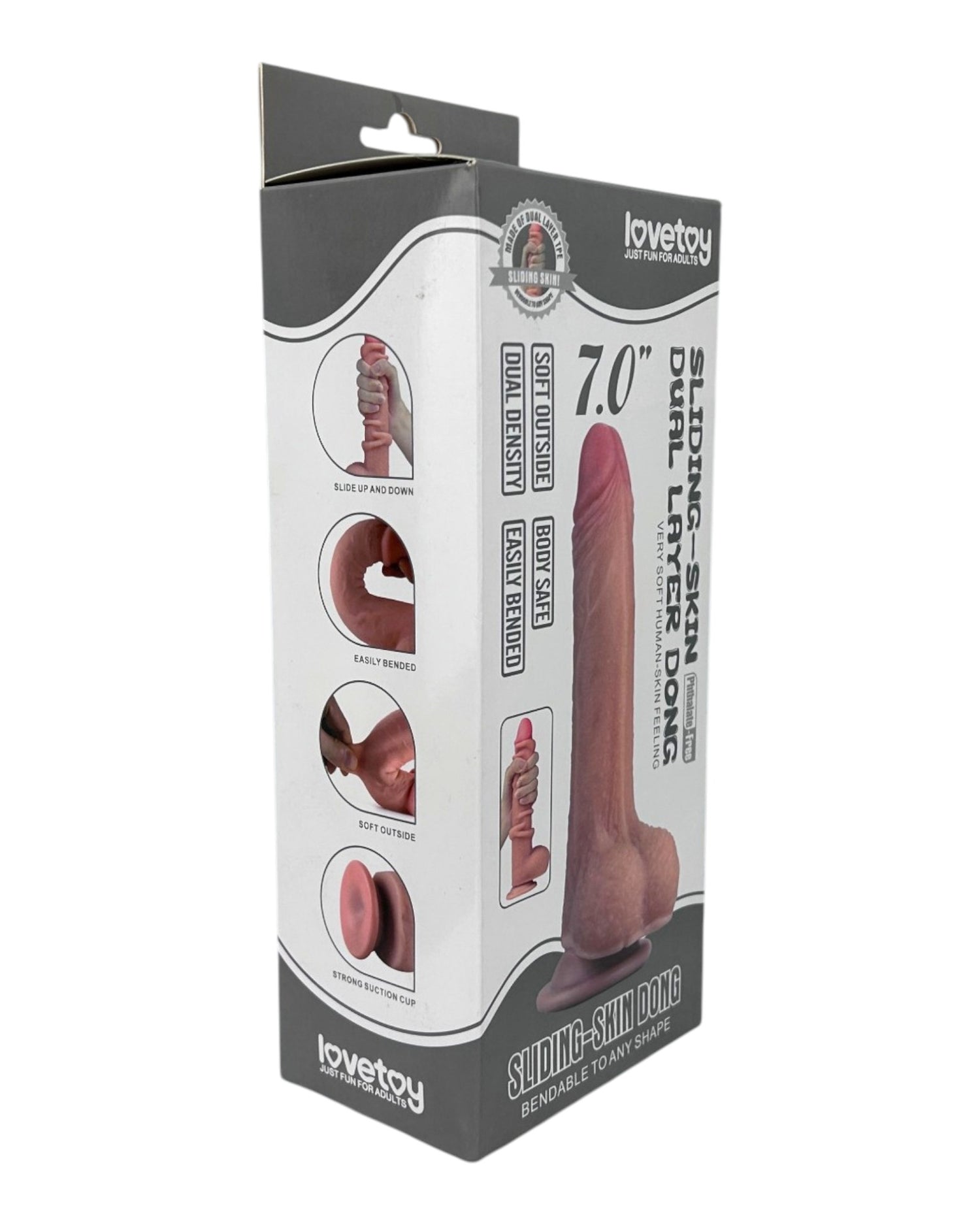 Dildo realista Real Slide con ventosa, textura de piel deslizante y flexible, marca Glow & Vibe.