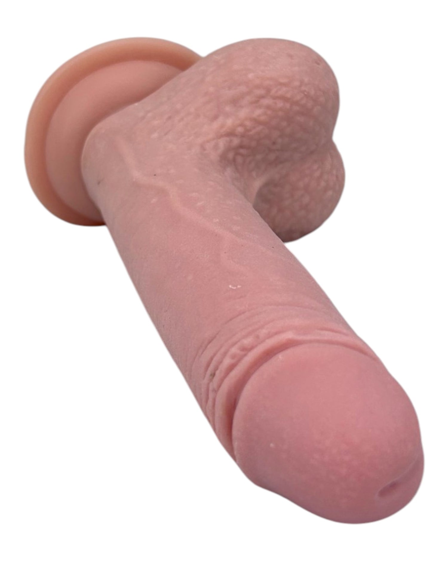 Dildo realista Real Slide con ventosa, textura de piel deslizante y flexible, marca Glow & Vibe.