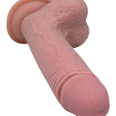 Dildo realista Real Slide con ventosa, textura de piel deslizante y flexible, marca Glow & Vibe.