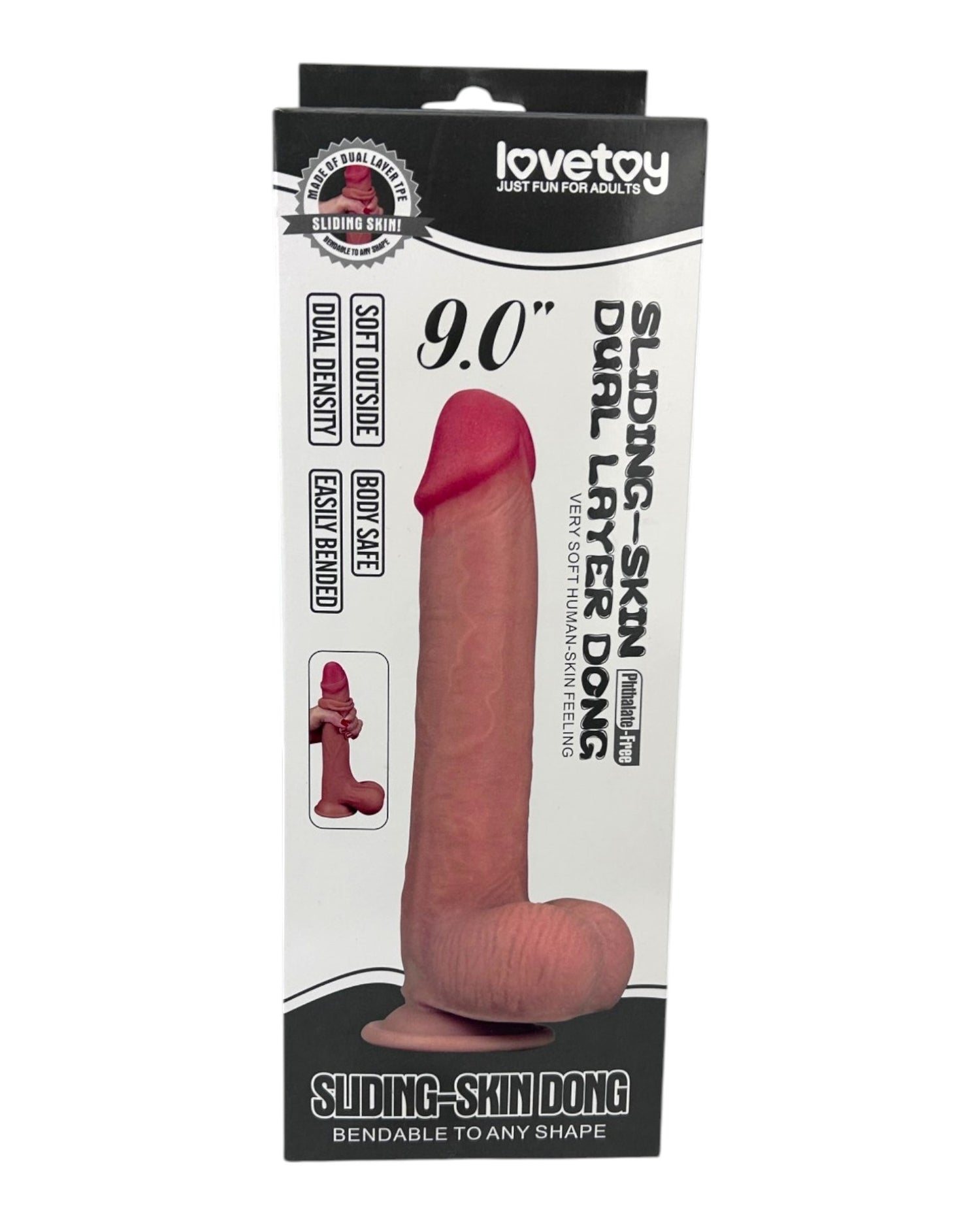 Dildo realista Real Slide con ventosa, textura de piel deslizante y flexible, marca Glow & Vibe.