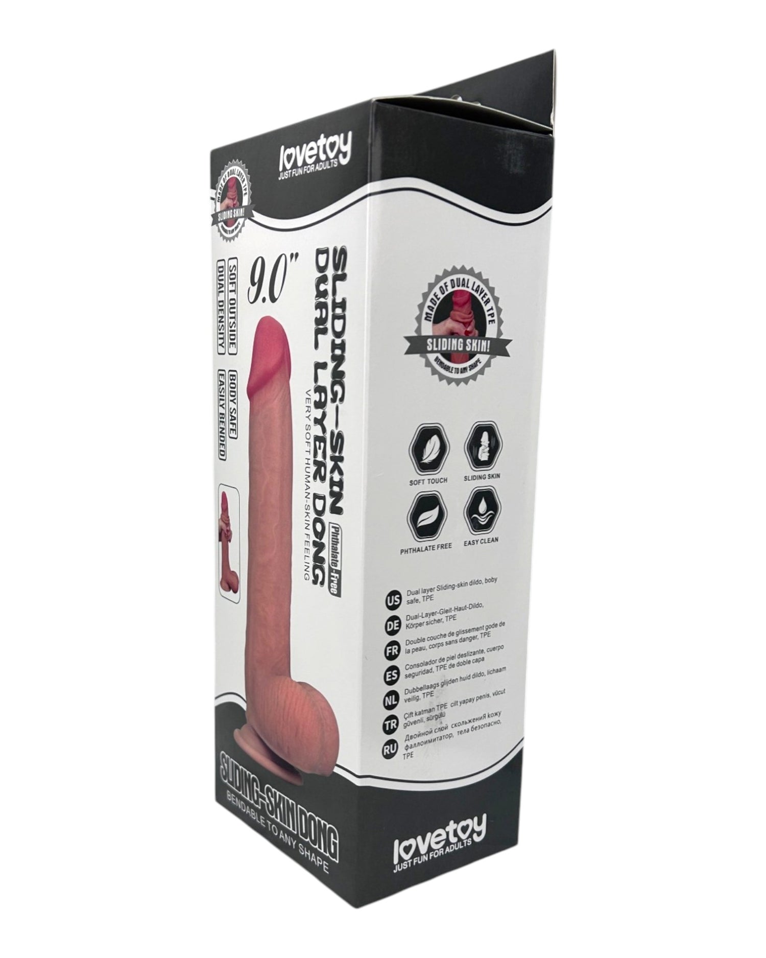 Dildo realista Real Slide con ventosa, textura de piel deslizante y flexible, marca Glow & Vibe.