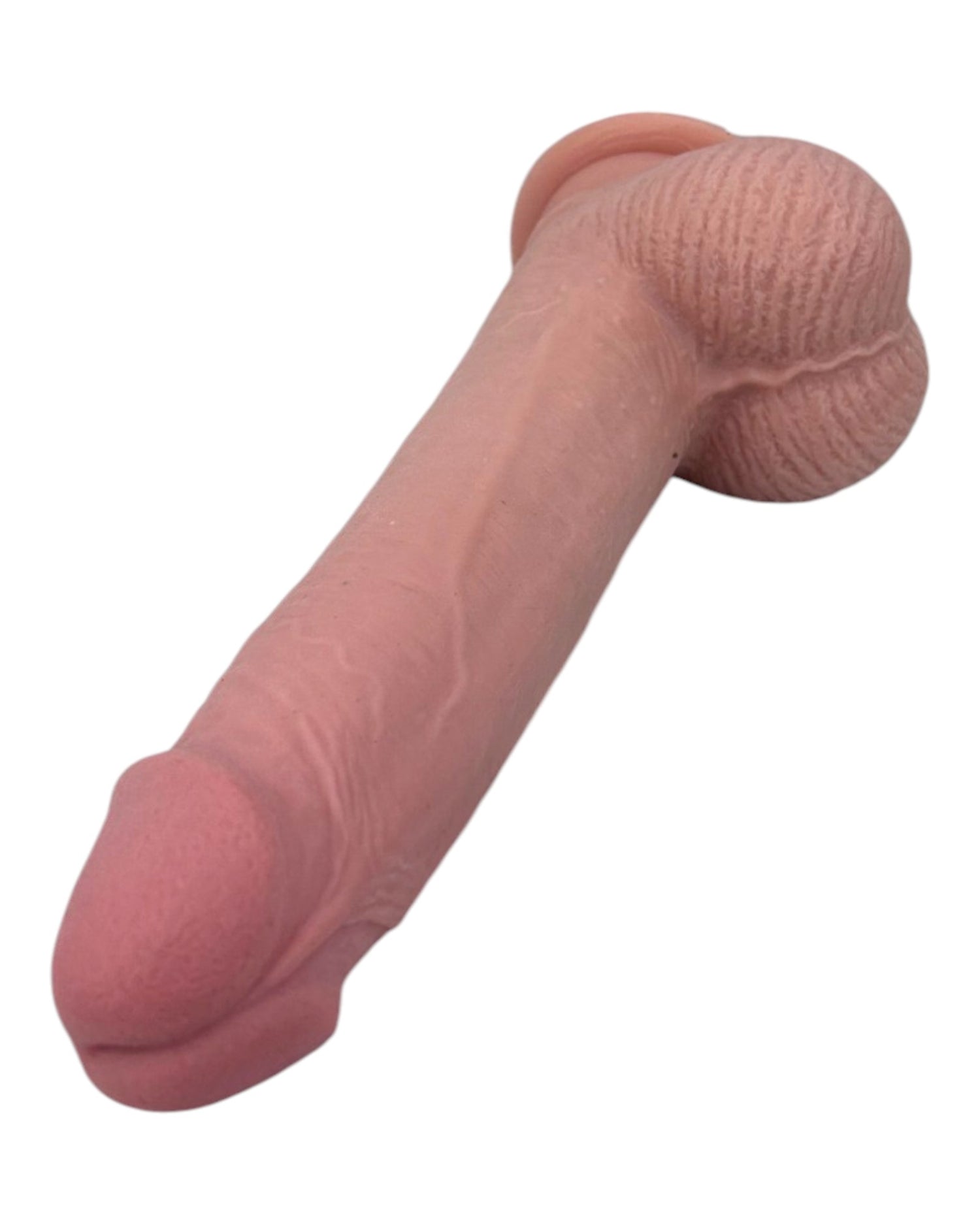 Dildo realista Real Slide con ventosa, textura de piel deslizante y flexible, marca Glow & Vibe.
