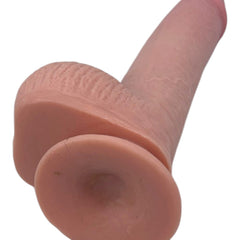 Dildo realista Real Slide con ventosa, textura de piel deslizante y flexible, marca Glow & Vibe.