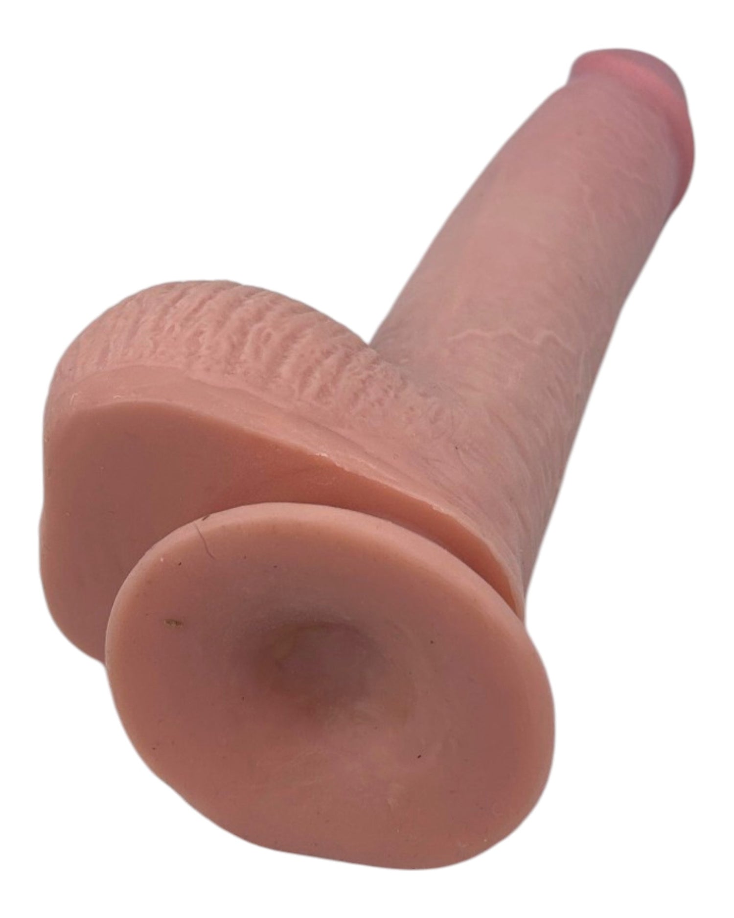 Dildo realista Real Slide con ventosa, textura de piel deslizante y flexible, marca Glow & Vibe.