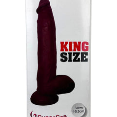 Dildo extra grande King Size Magic Flesh con testículos y ventosa, textura ultra realista, marca Glow & Vibe.