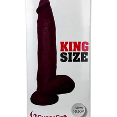 Dildo extra grande King Size Magic Flesh con testículos y ventosa, textura ultra realista, marca Glow & Vibe.