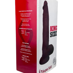 Dildo extra grande King Size Magic Flesh con testículos y ventosa, textura ultra realista, marca Glow & Vibe.