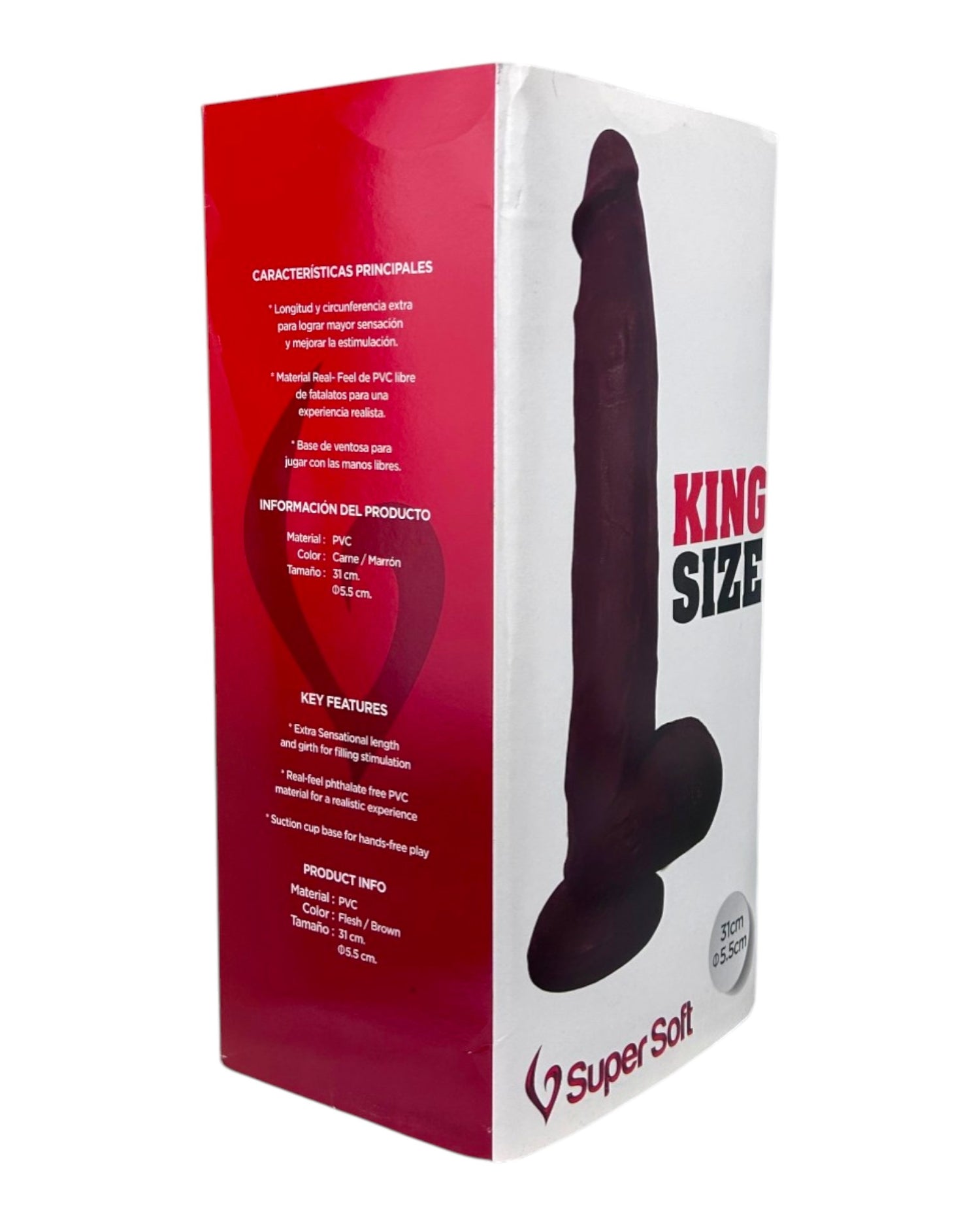 Dildo extra grande King Size Magic Flesh con testículos y ventosa, textura ultra realista, marca Glow & Vibe.