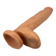 Dildo extra grande King Size Magic Flesh con testículos y ventosa, textura ultra realista, marca Glow & Vibe.