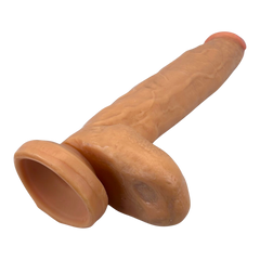 Dildo extra grande King Size Magic Flesh con testículos y ventosa, textura ultra realista, marca Glow & Vibe.