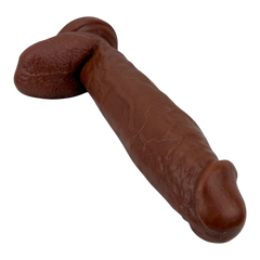 Dildo extra grande King Size Magic Flesh con testículos y ventosa, textura ultra realista, marca Glow & Vibe.